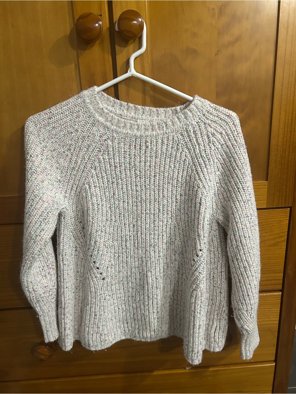 GAP Speckled Cream Ribbed Crewneck Sweater